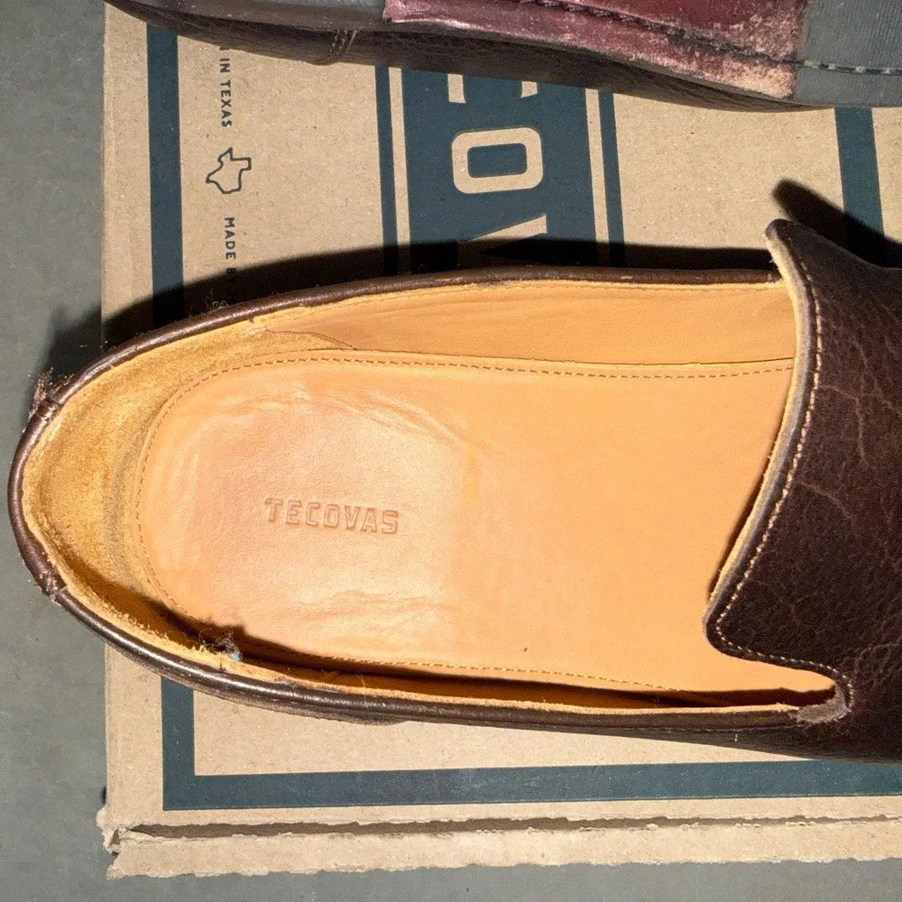 Tecovas The Monterrey Mens 12D Hickory Bison Leather Loafers Slip On Shoes